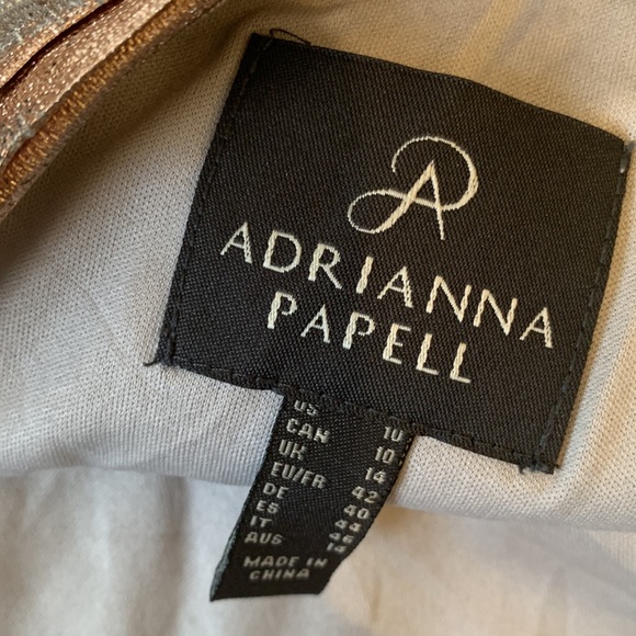 ADRIANNA PAPELL Silver Multi Pleated Foil One Shoulder Dress - Picture 4 of 10